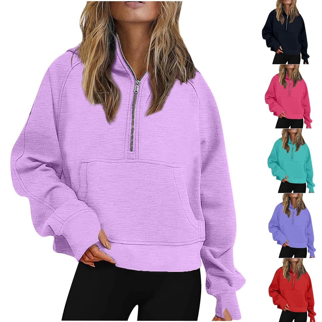 O1CN01ffL4Vd1H4wD7LJCWj_2217660790705 Women's Scuba Sports Half-zip Yoga Wear Loose Short. - Image 1