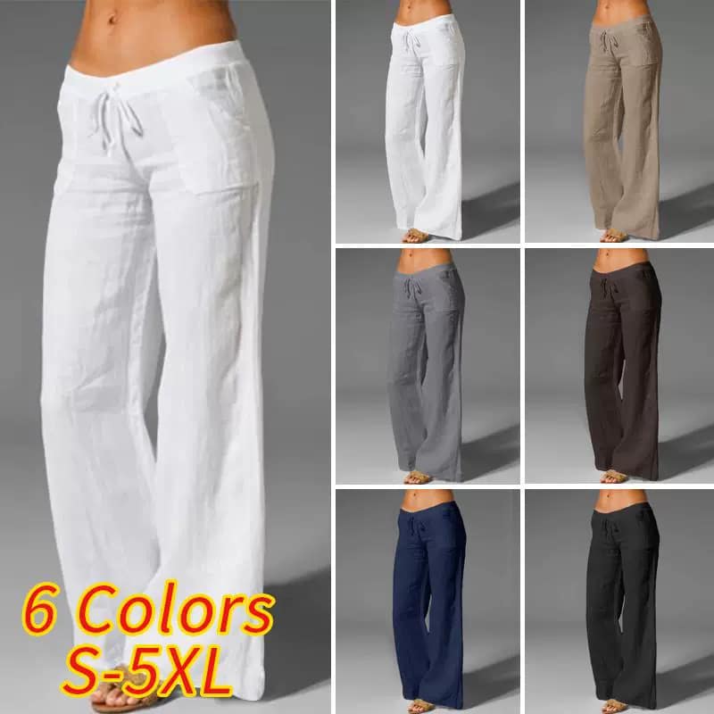 O1CN01tdx9cw1HkcEs2QmYD_2218287440796 Women's High Waist Wide Leg Pants Cotton Linen Casual Pant. - Image 1